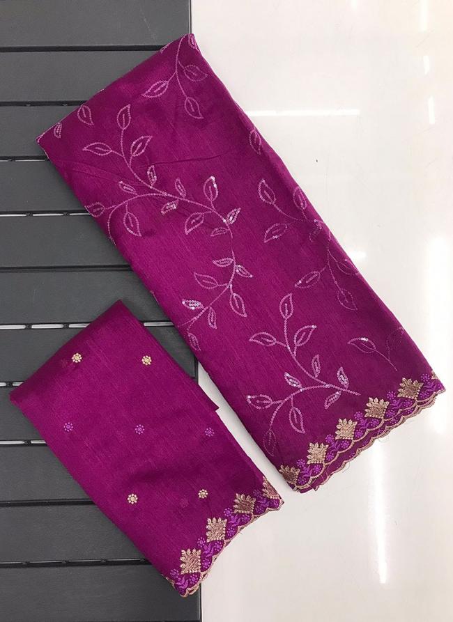 Silk Magenta Casual Wear Sequins Work Saree